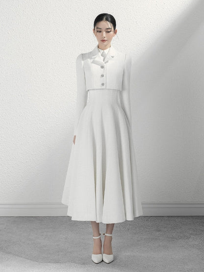 The pleated swing bridal retro dress suit