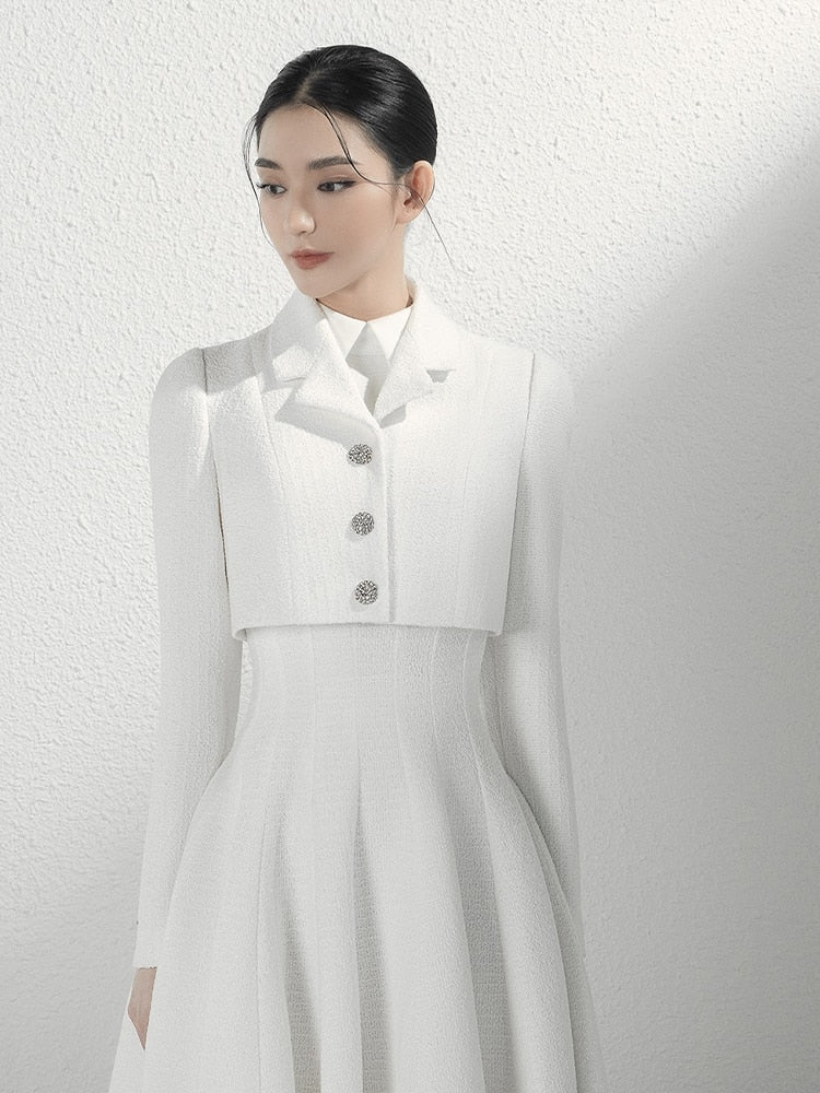 The pleated swing bridal retro dress suit