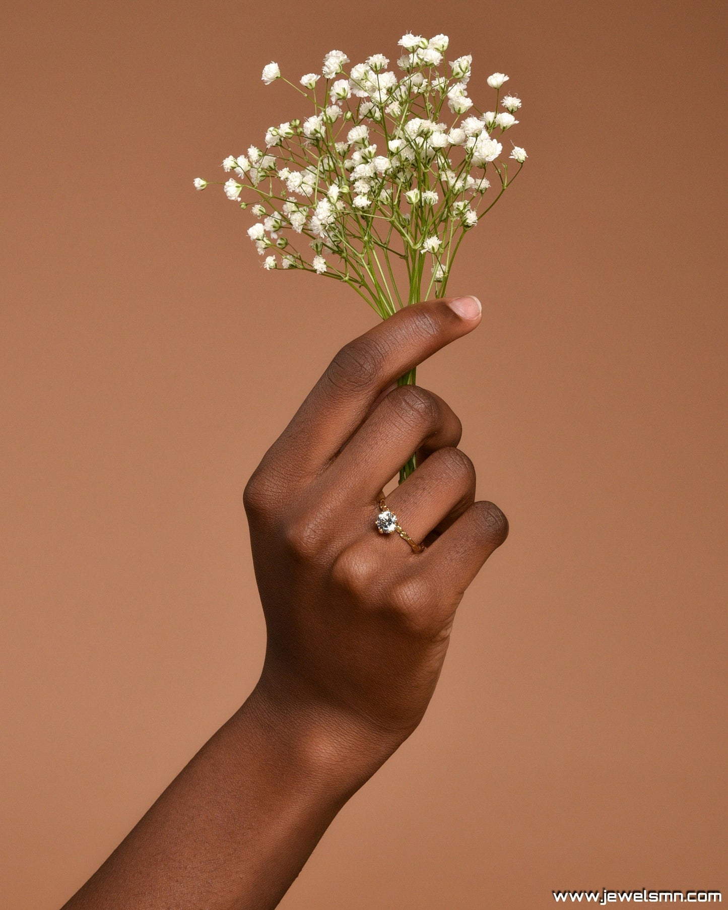 Solid Gold Branch Ring with Diamond, Handmade Minimalist Jewelry, Dainty Organic Band, Gift for Promise & Luck, Real Gold (9K, 14K, 18K)