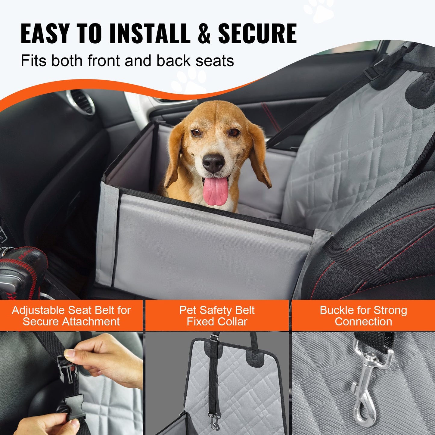 Dog Car Seat, Dog Booster Seat for Car with Support Frame, Pet Car