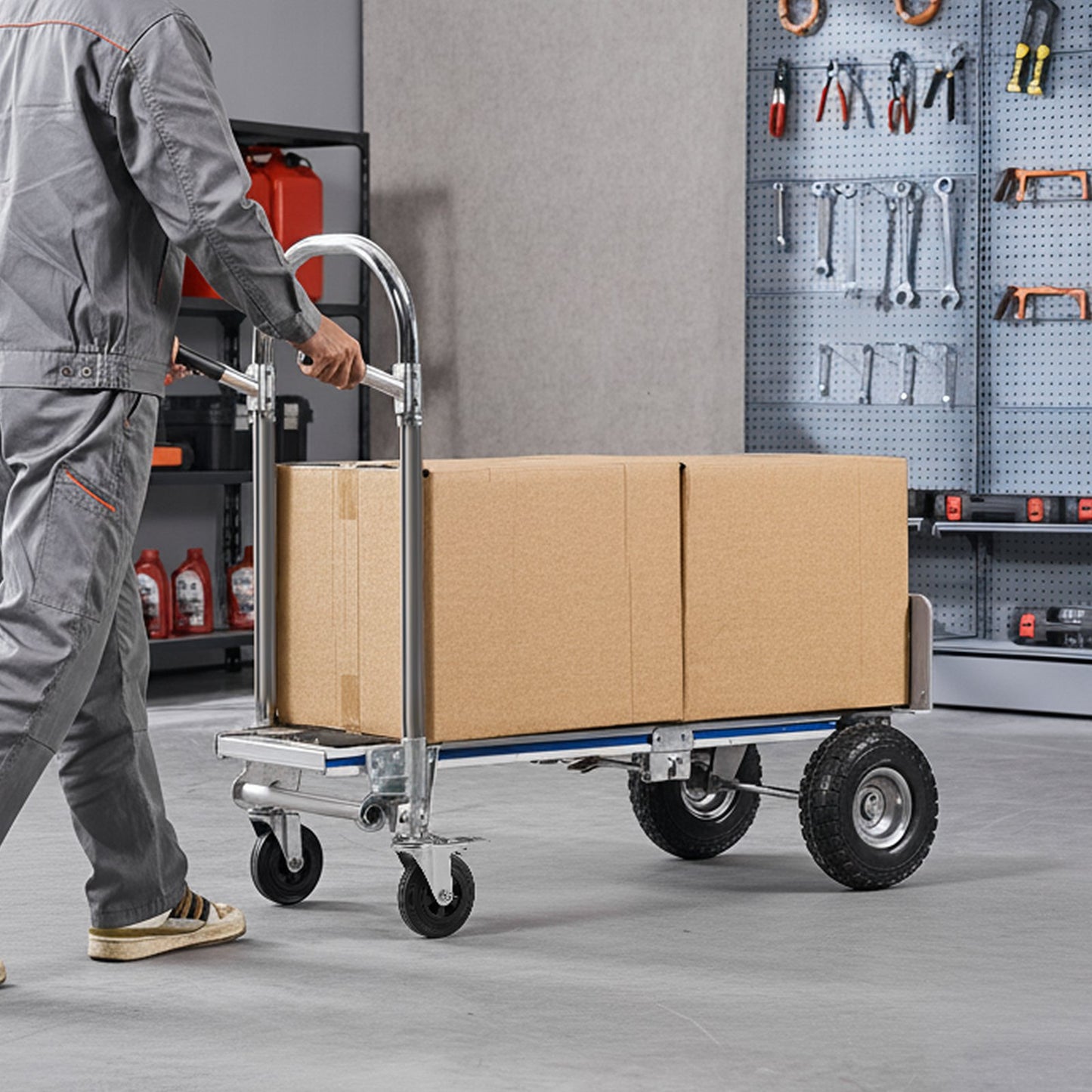 2 in 1 Hand Truck, 453.6 kg Load Capacity for 4-Wheel Mode,